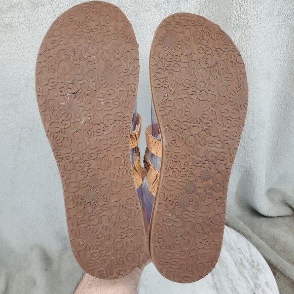 UGG Shoes Womens Size 11 Brown Leather Audra Thong Sandals - Picture 7 of 9